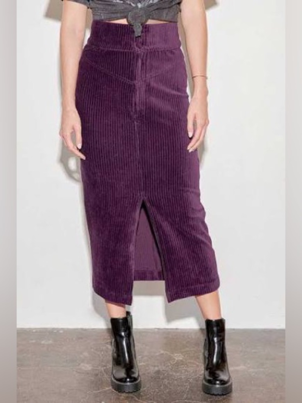Free People Roxy Pencil Skirt in Stretch Corduroy, NWoT L